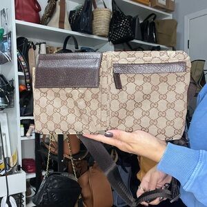 Gucci Beige and Brown Monogram Belt/Body Bag